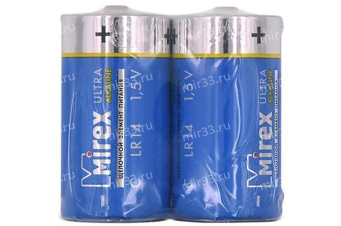 Батарейка C Mirex LR14-2P Ultra Alkaline, 1.5B, (2/12/96), (арт.23702-LR14-S2)