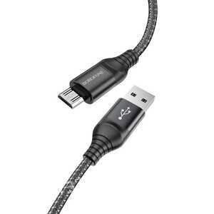 Кабель USB - микро USB Borofone BX56 Delightful , 1м, круглый, 2.4A, ткань,  цвет: чёрный