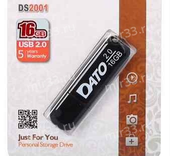 Флеш-накопитель 16Gb Dato DB8001, USB 2.0, пластик, чёрный