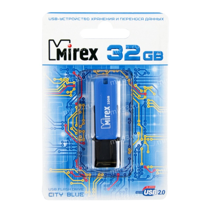 Флеш-накопитель 32Gb Mirex CITY, USB 2.0, пластик, синий