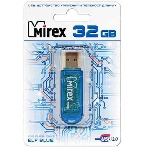 Флеш-накопитель 32Gb Mirex ELF, USB 2.0, пластик, синий