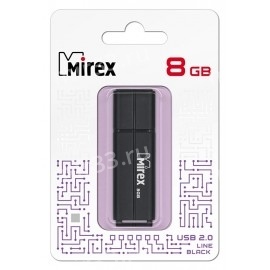 Флеш-накопитель 8Gb Mirex LINE, пластик, USB 2.0, чёрный