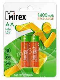 Аккумулятор AA Mirex, HR06-2BL, Recharge, 1400mAh, 1.2V Ni-MH, (2/20/100)