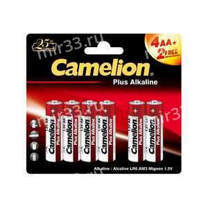 Элемент питания Camelion Plus Alkaline 4+2LR6-BP LR6 4+2шт BL6