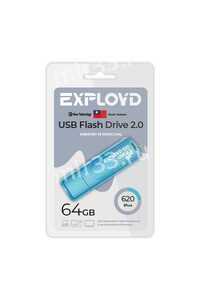 Флеш-накопитель 64Gb Exployd 620, USB 2.0, пластик, синий