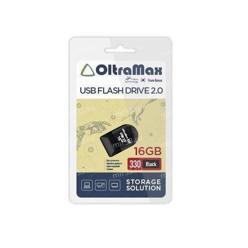 Флеш-накопитель 16Gb OltraMax 330, USB 2.0, пластик, чёрный