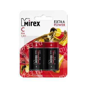Батарейка C Mirex R14-2BL Extra Power, 1.5B, (2/12/192)