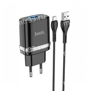 Блок питания сетевой 1 USB HOCO N1, Ardent, 2400mA, QC3.0, кабель микро USB, цвет: чёрный