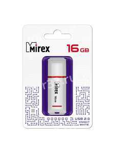 Флеш-накопитель 16Gb Mirex KNIGHT, USB 2.0, пластик, белый