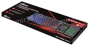 Клавиатура проводная Ritmix, RKB-200 BL, мультимедийная, подсветка RGB, USB, цвет: чёрный