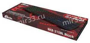 Клавиатура проводная Ritmix, RKB-215BL, мультимедийная, подсветка RGB, USB, цвет: чёрный