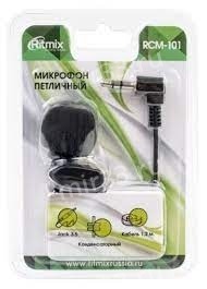 Микрофон конденсаторный, всенаправленный Ritmix, RCM-101, пластик, моно, 20-20000Гц, 50 дБ, с кабеле
