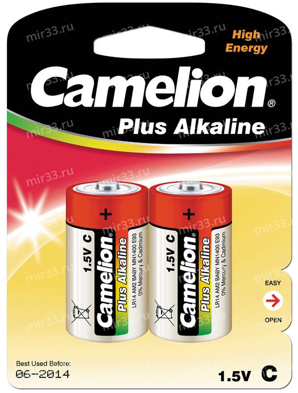 Батарейка C Camelion LR14-2BL, Plus Alkaline, 1.5В, (2/12/192)