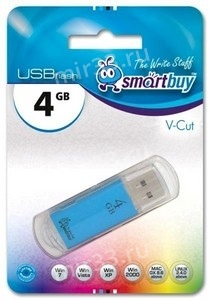 Флеш-накопитель 8Gb SmartBuy V-Cut, USB 2.0, пластик, синий