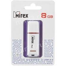 Флеш-накопитель 8Gb Mirex KNIGHT, USB 2.0, пластик, белый