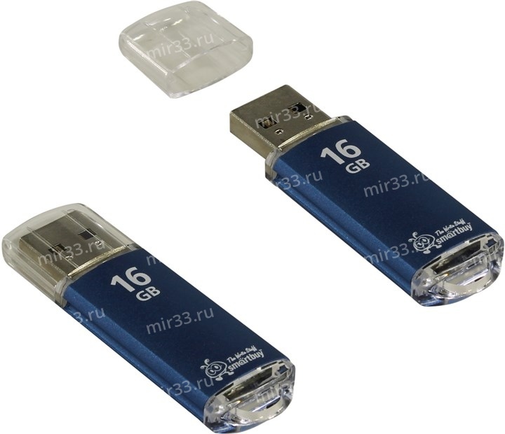 Флеш-накопитель 16Gb SmartBuy V-Cut, USB 2.0, пластик, синий