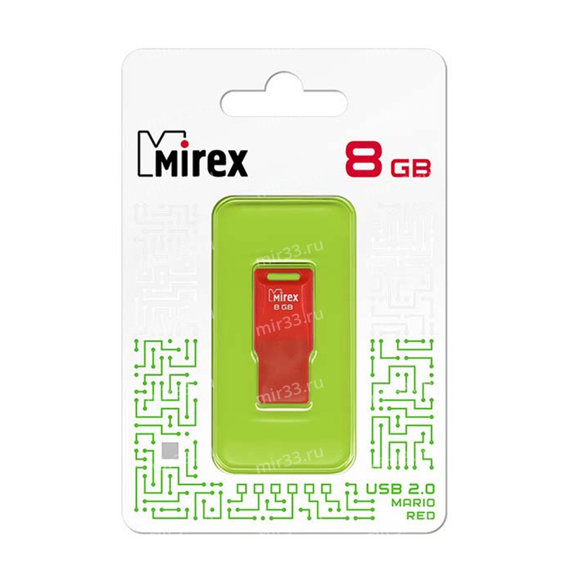 Флеш-накопитель 8Gb Mirex MARIO, USB 2.0, пластик, красный