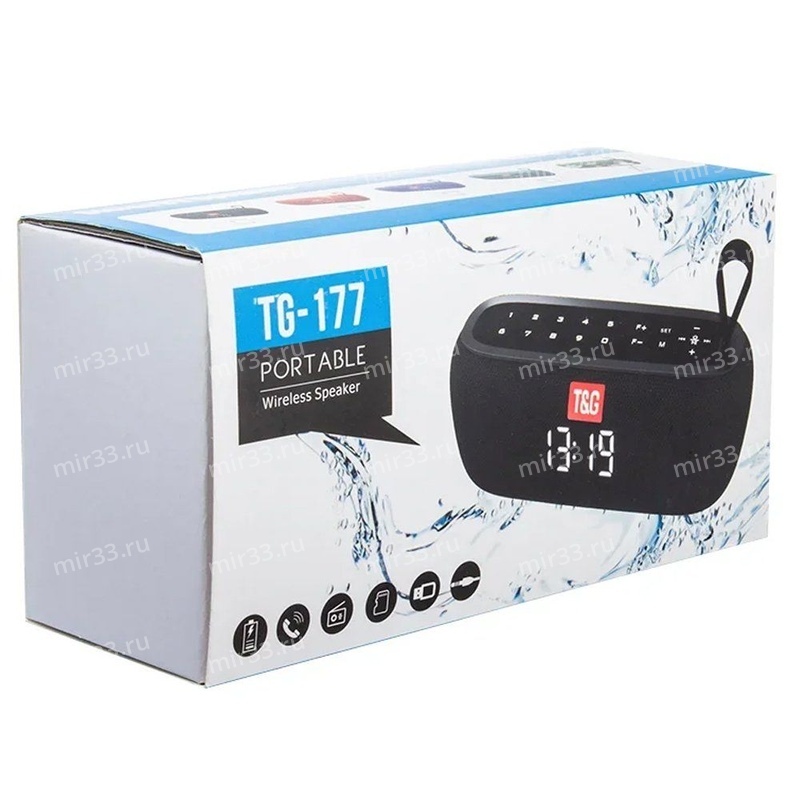 Колонка портативная TG-177, Bluetooth, FM, AUX, microSD,цвет: чёрный