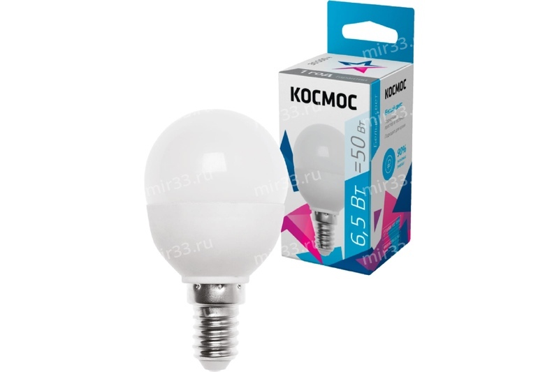 Лампа светодиодная КОСМОС ЭКОНОМИК/BASIC LED6.5wGL45E1445 6.5Вт E14 4500K BL1