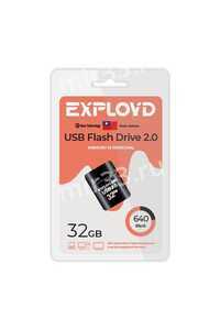 Флеш-накопитель 32Gb Exployd 640, USB 2.0, пластик, чёрный