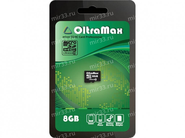 Карта памяти microSDHC 8Gb OltraMax, Class4, без адаптера