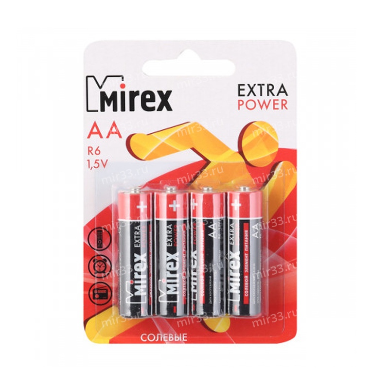 Батарейка AA Mirex R06-4BL Extra Power, 1.5B, (4/48/480)