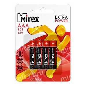 Батарейка AAA Mirex R03-4BL Extra Power, 1.5B, (4/48/960)