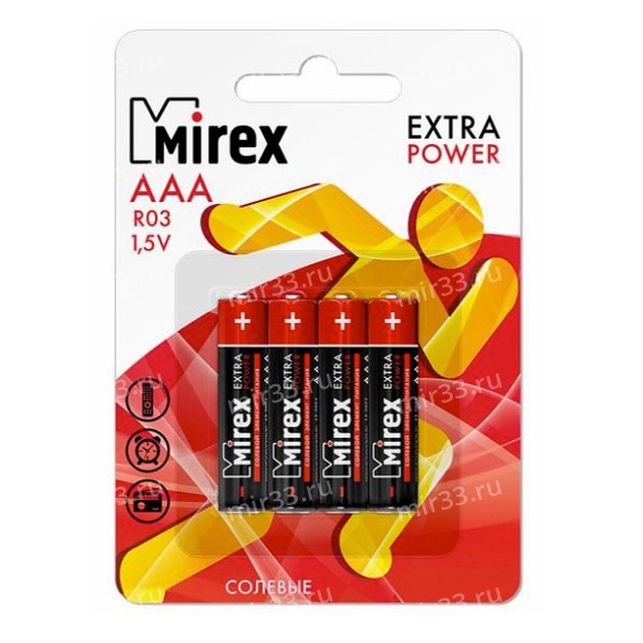 Батарейка AAA Mirex R03-4BL Extra Power, 1.5B, (4/48/960)
