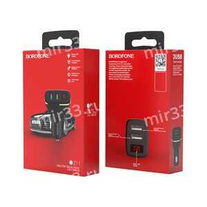 Блок питания автомобильный 2 USB Borofone BZ11, Speed map, 2.1A, LED дисплей цвет: чёрный