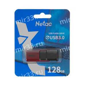 Флеш-накопитель 128Gb Netac U182, USB 3.0, пластик, чёрный, красный