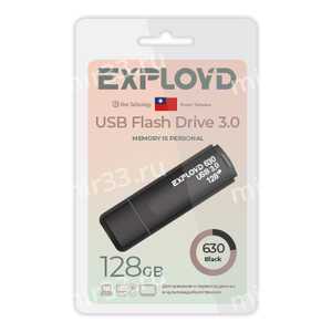 Флеш-накопитель 128Gb Exployd 630, USB 3.0, пластик, чёрный
