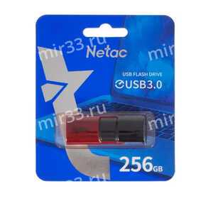 Флеш-накопитель 256Gb Netac U182, USB 3.0, пластик, чёрный, красный