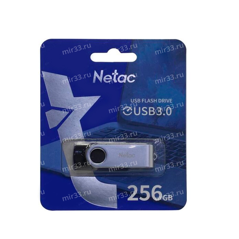 Флеш-накопитель 256Gb Netac U505, USB 3.0, металл, пластик, чёрный, серебряный