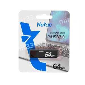 Флеш-накопитель 64Gb Netac U351, USB 2.0, металл, чёрный