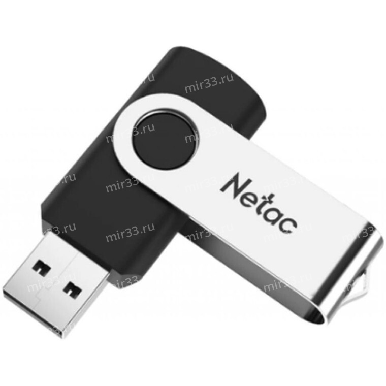 Флеш-накопитель 64Gb Netac U505, USB 2.0, металл, пластик, чёрный, серебряный