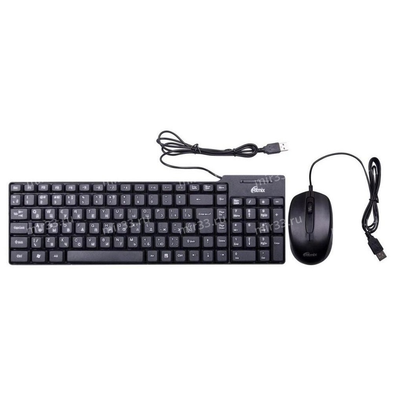 Набор клавиатура+мышь проводной Ritmix, RKC-010, мультимедийная, USB, цвет: чёрный