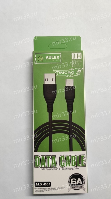 Кабель USB - микро USB Aulex ALX-C01, 1.0м, цвет: чёрный