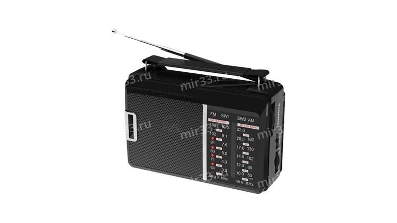 Радиоприемник Ritmix, RPR-190, пластик, FM/AM/SW1/SW2, цвет: черный
