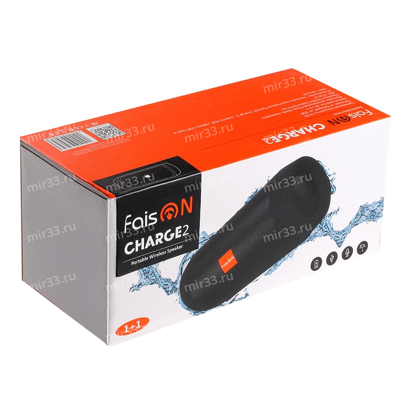 Колонка портативная FaisON, Charge 2, SP-F01, Bluetooth, цвет: чёрный
