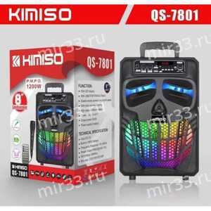 Колонка портативная KIMISO, QS7801, Bluetooth, микрофон, цвет: чёрный