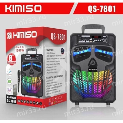 Колонка портативная KIMISO, QS7801, Bluetooth, микрофон, цвет: чёрный