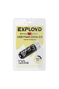Флеш-накопитель 128Gb Exployd 650, USB 2.0, пластик, чёрный