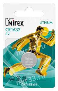Батарейка Mirex CR1632-1BL Lithium, 3В, (1/60/360)