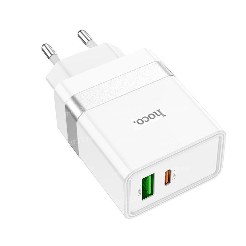 Блок питания сетевой 1 USB, Type-C HOCO N21, Extension, 3000mA, 30Вт, QC3.0, PD, цвет: белый