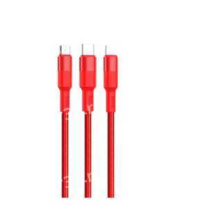 Кабель USB - 8 pin, Type-C, микро USB HOCO X26 Xpress, 1.0м, 2.1A, цвет: красный