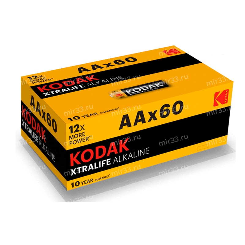 Батарейка AA Kodak LR06-60Box XTralife, 3В, (4/60/720), (арт.Б0029222)