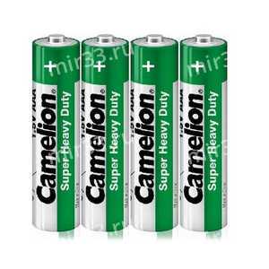Батарейка AAA Camelion R03-4P, 1.5В, цвет: зелёный, (4/60/1200)