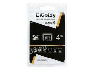 Карта памяти microSDHC 4Gb DiGoldy, Class10, без адаптера
