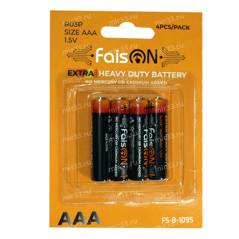 Батарейка AAA FaisON R03P-4BL Extra, 1.5B, (4/40/800), (арт.FS-B-1095)