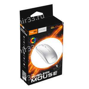 Мышь беспроводная FaisON, M-28, Glow, 1600 DPI, оптическая, подсветка RGB, USB, 3 кнопки, цвет: сере